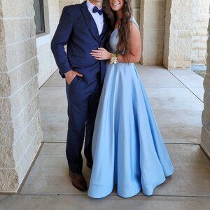 Baby blue long formal dress